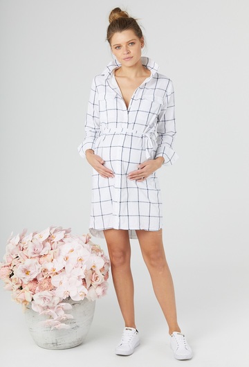 Check Maternity Shirt Dress UK10