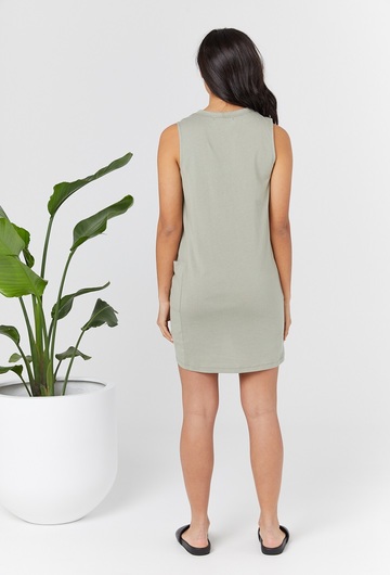 Slinky Panel Olive Dress