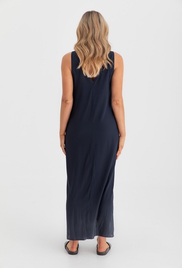 Indie Silk Maternity Dress - Navy