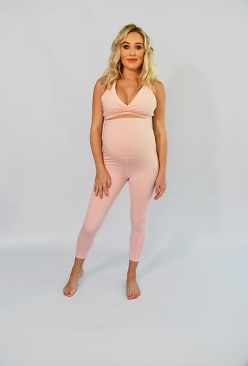 Pregnancy Bra and Sports Leggings Set -Pink