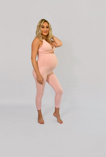 Pregnancy Bra and Sports Leggings Set -Pink