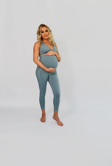 Pregnancy Bra and Sports Leggings Set - Blue/Grey