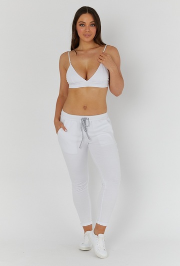 Rib Nursing Bralette in White and Black