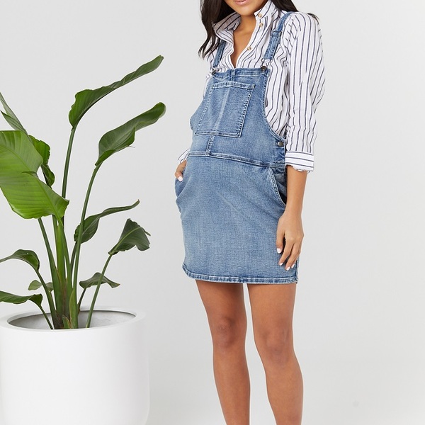 Maternity pinafore dress denim Clearance
