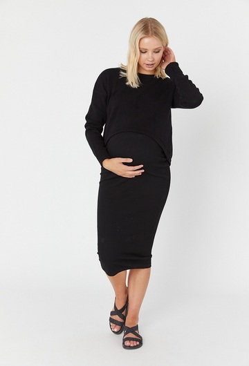 Rib Midi Maternity Skirt