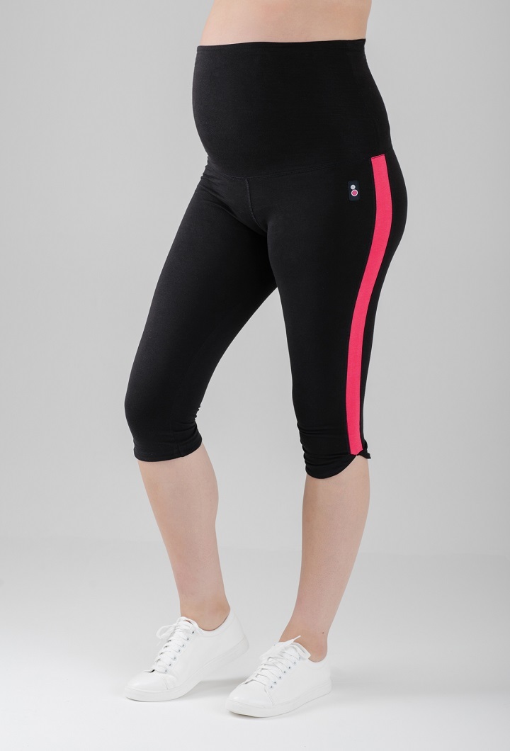 All Wear Capris Black/Pink - Maternity