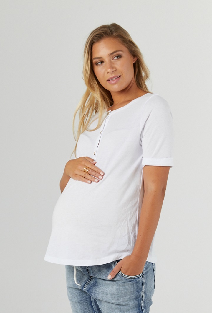 Missy White Cotton Maternity Top