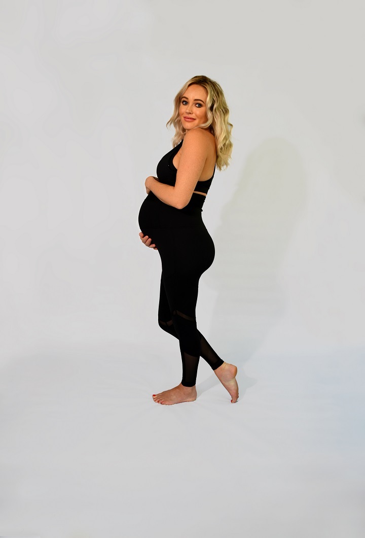 Black Mesh Pregnancy Sports Leggings and Bra