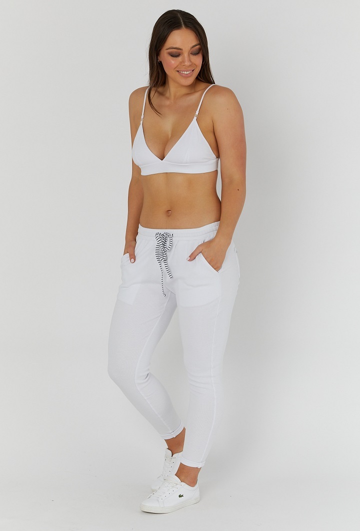 Rib Nursing Bralette in White and Black