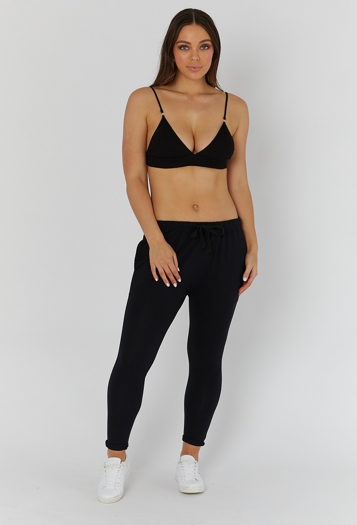 Rib Nursing Bralette Black Front