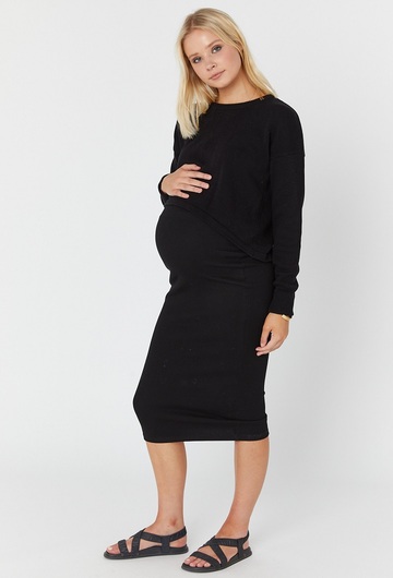 Pencil Midi Maternity Skirt Black