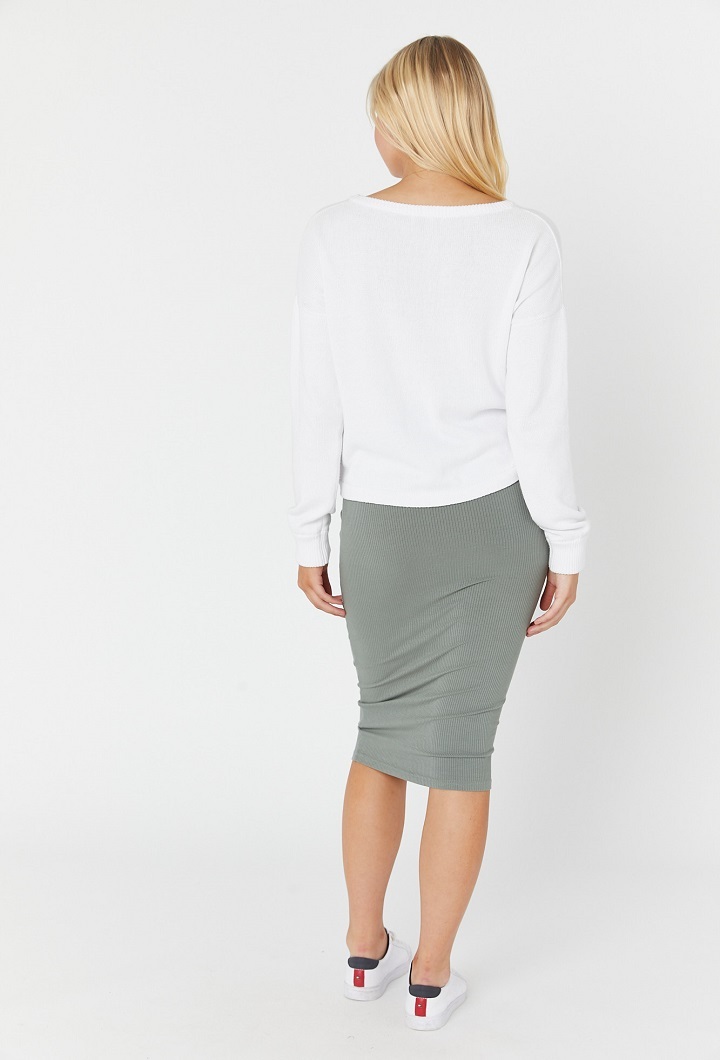 Rib Midi Maternity Skirt Mineral Green