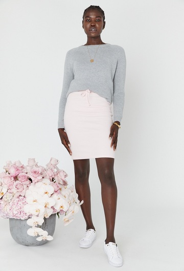 Rib Pink Skirt Post Partum Wear